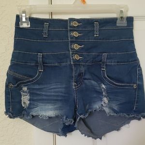 High waisted denim shorts
